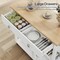 White-Natural Particleboard Kitchen Island with Matte Finish and Rolling Casters